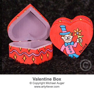 valentine box. Acrylic on wood